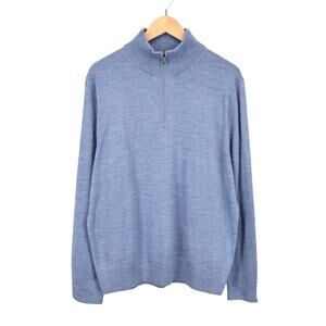 NWT J.Crew Factory Men's Merino-Wool Blend Half-Zip Sweater Light Blue Large